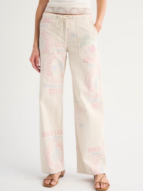 Abercrombie & Fitch Pants - Linen-Blend Low Rise Ultra Loose Drawstring Jean